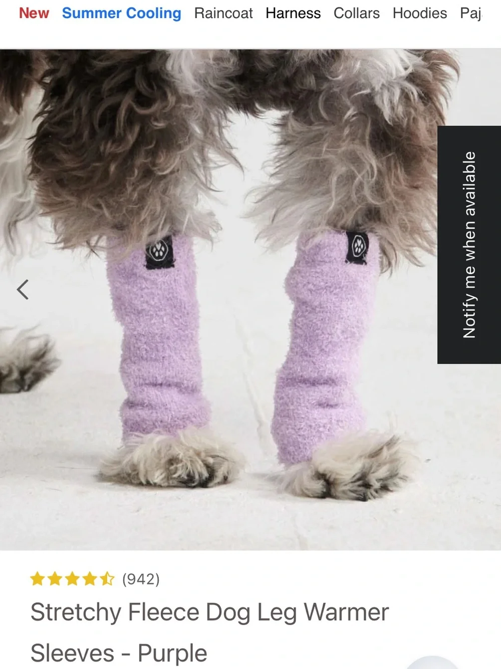 Spark Paws Dog Winter Bundle Lilac S Jacket Boots Leg Warmers Earmuff